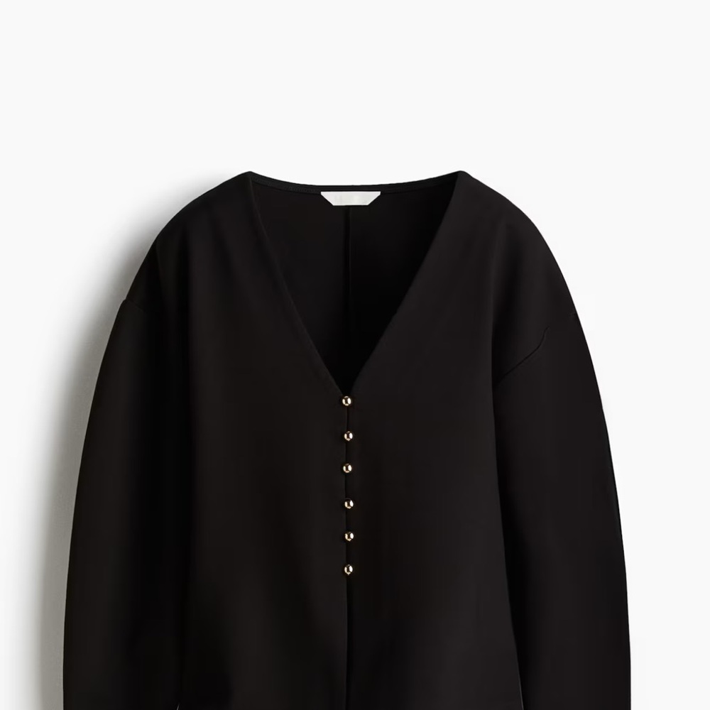 H&M Black V-Neck Cardigan with Defined Waist